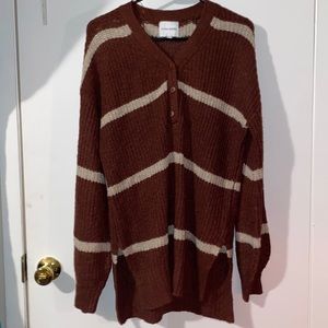 (S) Pink Rose Brown Knit Sweater